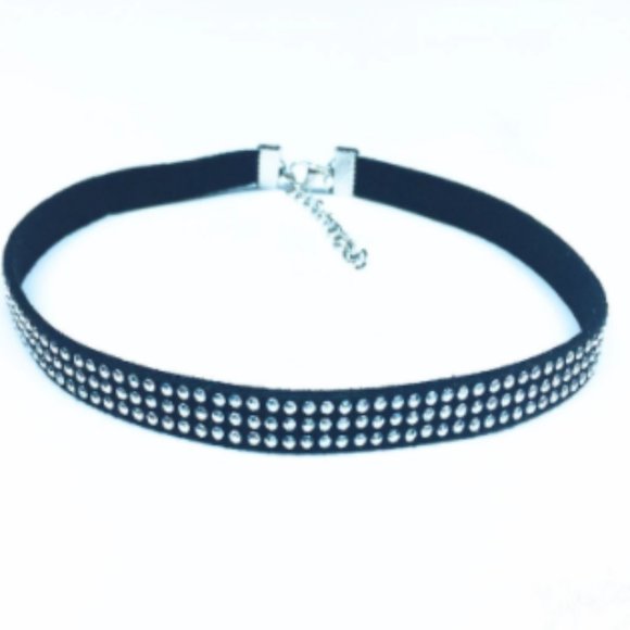 2pcs 3 Row Stretch Rhinestone Choker Necklace - Picture 1 of 2